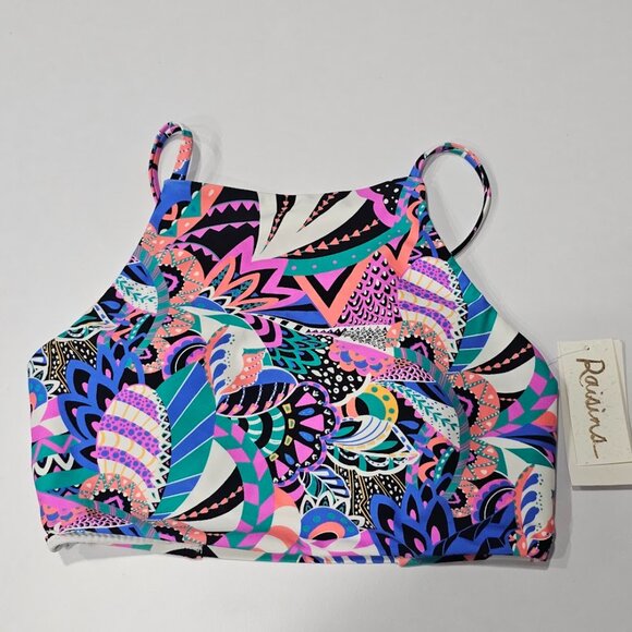 Raisins Juniors' Kaori High-Neck Lattice-Back Bikini Top - Picture 5 of 8